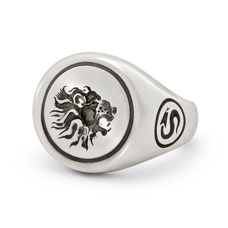 Lion Signet Ring // Sterling Silver (Size 6)