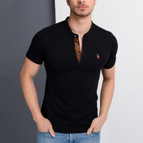 Christopher Collarless Polo // Black (3X-Large)