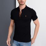 Christopher Collarless Polo // Black (X-Large)