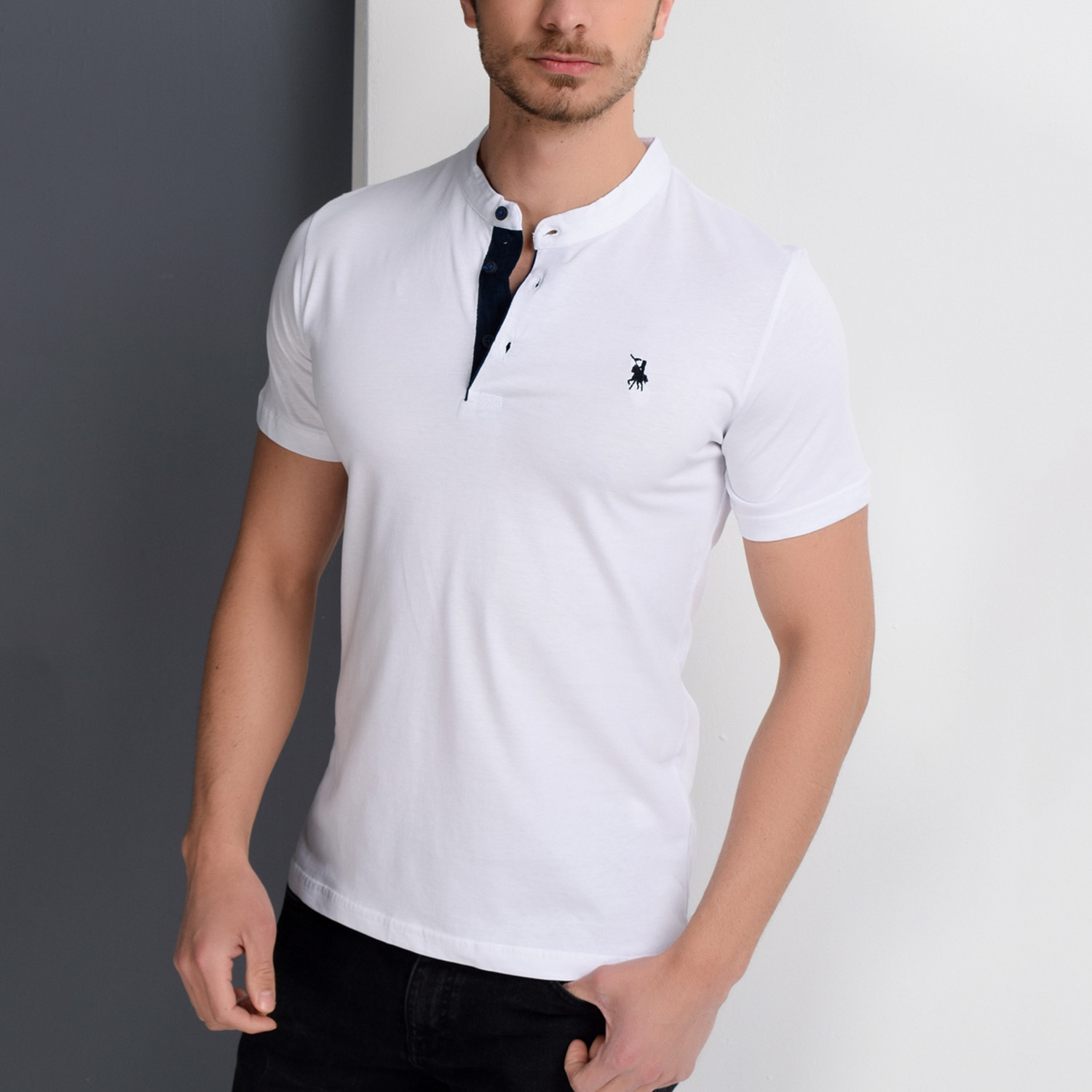 Christopher Collarless Polo // White (X-Large) - Dewberry - Touch of Modern