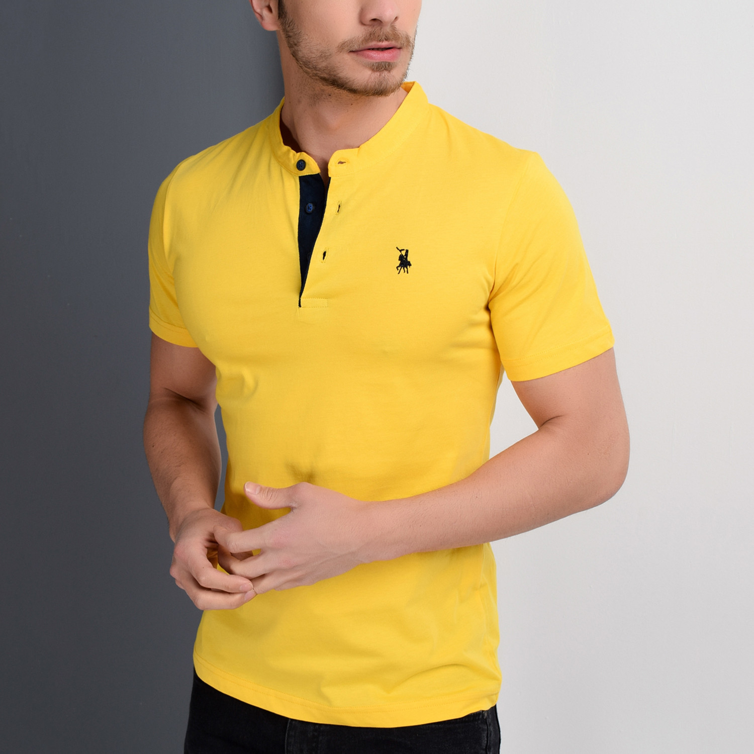 Christopher Collarless Polo // Yellow (Medium) - Dewberry - Touch of Modern