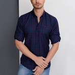 Daniel Button-Up Shirt // Dark Blue + Burgundy (2X-Large)