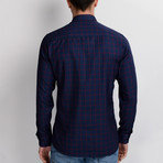 Daniel Button-Up Shirt // Dark Blue + Burgundy (Medium)