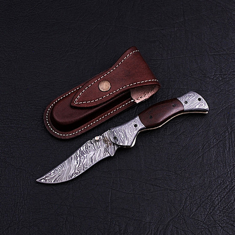 Handmade Damascus Liner Lock Folding Knife // 2762