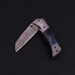 Handmade Damascus Liner Lock Folding Knife // 2774