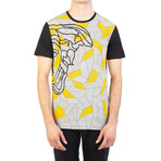 Cotton Geometric Medusa Graphic T-Shirt // Black (Large)