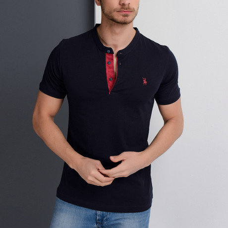 Jace Polo // Dark Blue + Red (3X-Large)