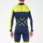 Thermal Long Sleeve Cycle Jersey // Navy + White + Neon Yellow (2XL)