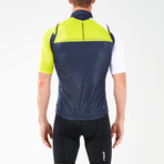 Wind Defense Cycle Gilet // Navy + White + Neon Yellow (L)