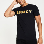 Gold Embossed Logo T-Shirt // Black (XS)