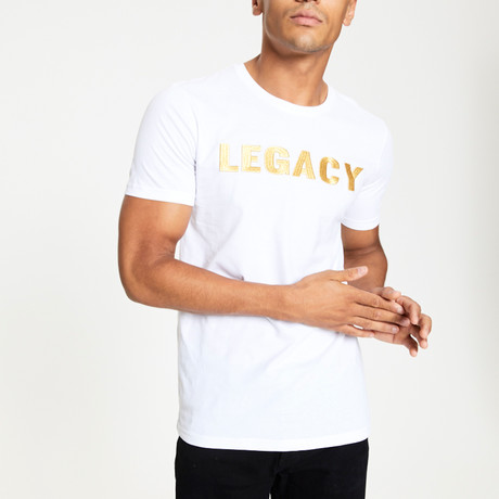 Gold Embossed Logo T-Shirt // White (XS)