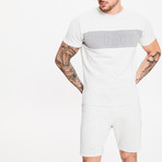 Embossed Short Sleeve Sweater T-Shirt // Snow Marl (L)