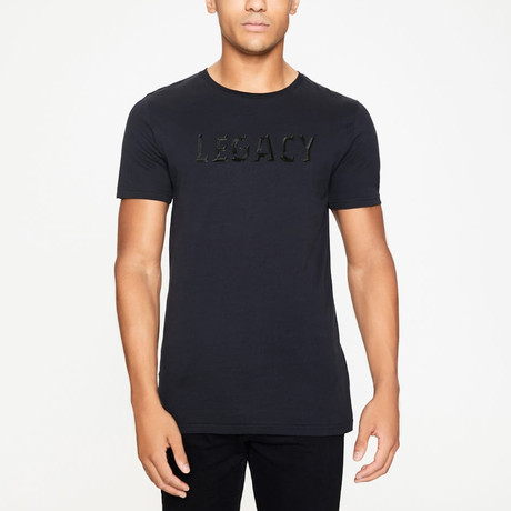 Black Raised Rubber 3D Logo T-Shirt // Black (S)