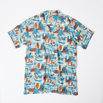 Ahe Retro Hawaiian Shirt // Aqua Island (M)