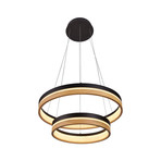SILVA Series // Round Black Wood LED Chandelier // Double