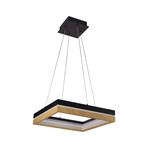 SILVA Series // Square Black Wood LED Chandelier // Single