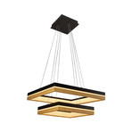 SILVA Series // Square Black Wood LED Chandelier // Double