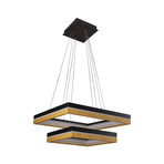 SILVA Series // Square Black Wood LED Chandelier // Double