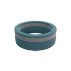 Pinstripe Silicone Ring // Stone Blue + Concrete Grey  (Size 8)