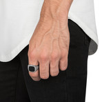 Vaurus Ring // Stainless Steel + Onyx (Size 5)