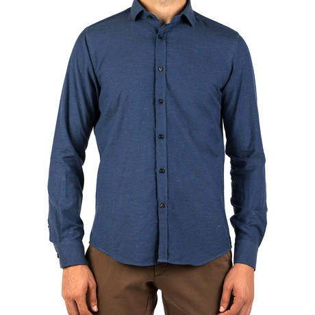 Richard Fleck Patterned Dress Shirt // Dark Blue (S)