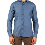 Joseph Patterned Dress Shirt // Blue (S)
