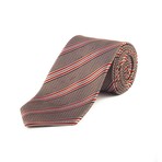 Silk Textured Striped Tie // Brown + Multicolor