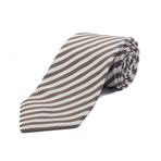 Ermenegildo Zegna // Silk Striped Tie // White + Brown