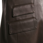 Leather Button Blazer // Brown (XS)