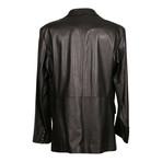 Leather Button Blazer // Black (XS)