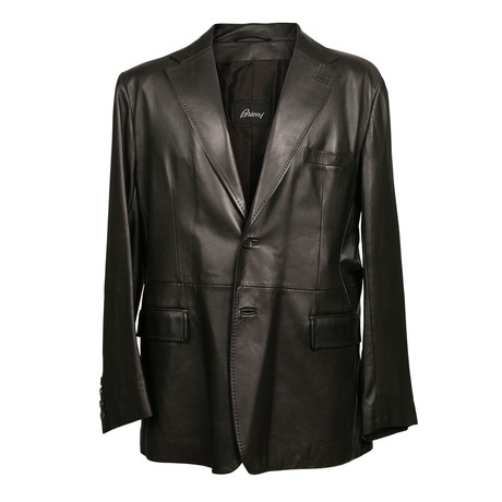 Leather Button Blazer // Black (XS)