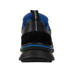 Prada // Mechano Leather + Fabric Sneakers // Black + Blue (US: 10)