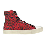 Amiri // Sunset Vintage Glitter Leopard Sneakers // Red (US: 6)