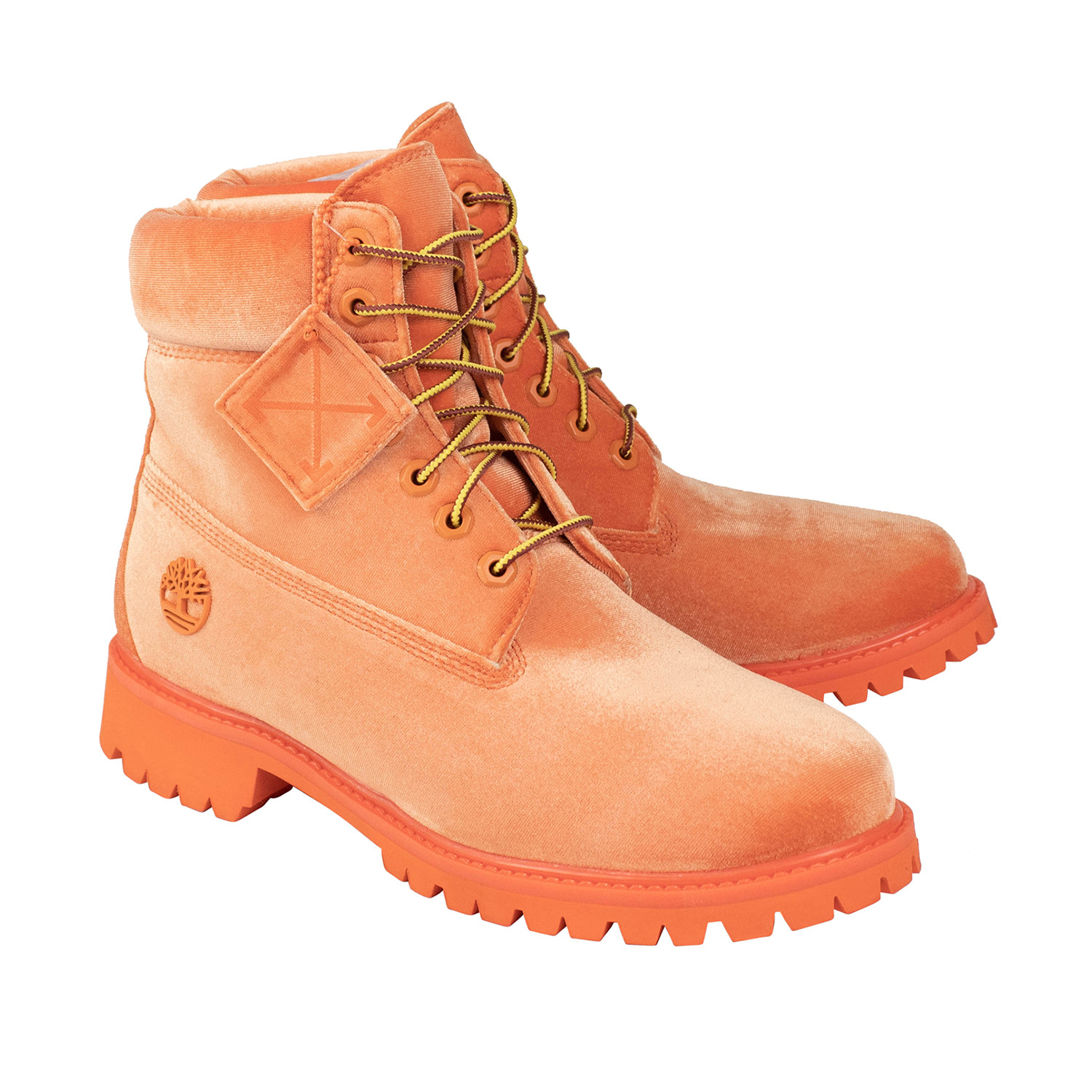 orange velvet boots