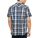 Check Cotton Short Sleeve Shirt // Navy + Dark Gray (L)