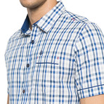 Gingham Check Cotton T-Shirt // Blue + White (XL)