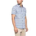Gingham Check Cotton T-Shirt // Blue + White (M)