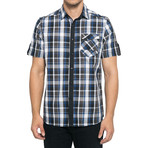 Check Cotton Short Sleeve Shirt // Navy + Dark Gray (XL)