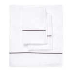 Percale 300 Thread Count Single Marrow Stripe Sheet Set // Charcoal + White (Twin)