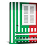 Colorful Facade with Green and Red Stripes // Philippe Hugonnard (18"W x 26"H x 0.75"D)