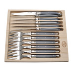 Jean Dubost Cutlery Set // Gray Handles // 12 Pieces