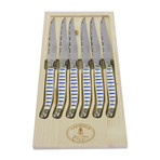 Jean Dubost Steak Knives Mariniere Collection // Wood Box // 6 Pieces (#<Spreadsheet::Formula:0x007f8e6448be90>)