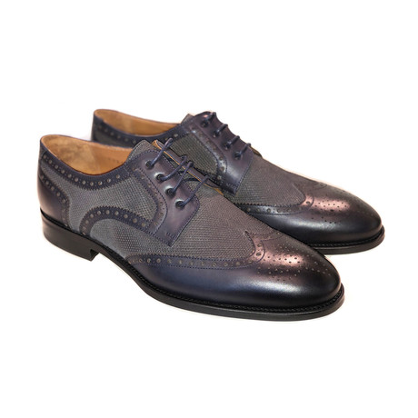 Wing Tip Two-Tone Lace Up // Navy + Gray (US: 7)