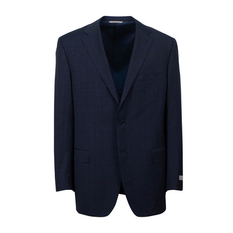 Plaid Wool 2 Button Suit // Dark Navy Blue (US: 46S)