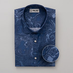 Hammond All-Over Printed Slim Fit Button Up Shirt // Blue (M)