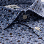 Hughes All-Over Printed Slim Fit Button Up Shirt // Blue (S)