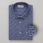 Hughes All-Over Printed Slim Fit Button Up Shirt // Blue (M)