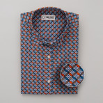 Mcdonald All-Over Printed Slim Fit Button Up Shirt // Orange + Brown + Blue (XL)