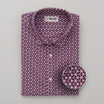 Leblanc All-Over Printed Slim Fit Button Up Shirt // Red + Blue + White (M)
