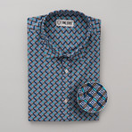 Bullock All-Over Printed Slim Fit Button Up Shirt // Blue + Brown (XL)